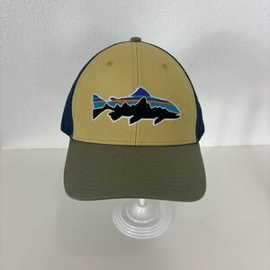Patagonia Colorblock Tan, Green, and Blue Mesh Back Baseball Hat Unisex Adjustab